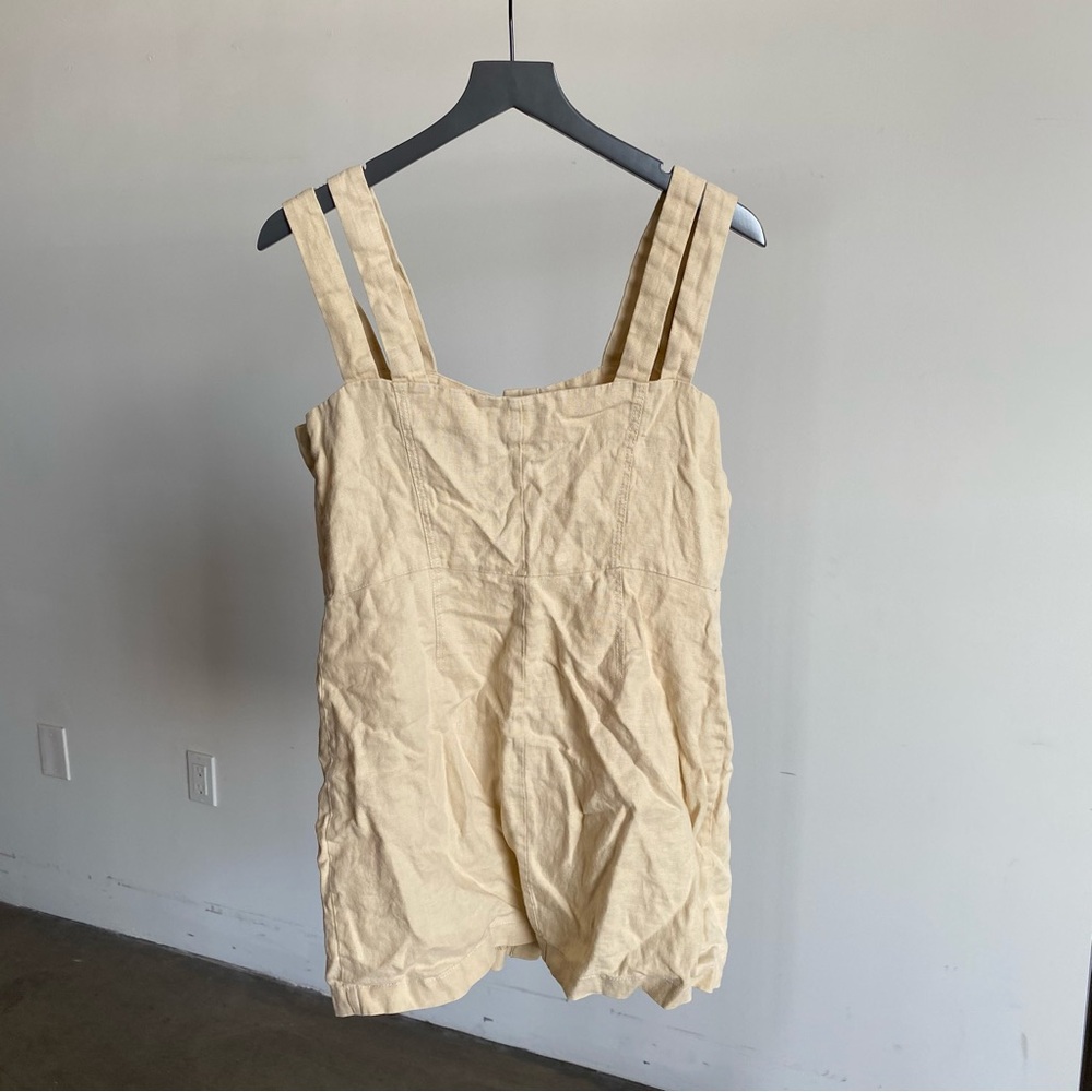 Nicholas Beige Button Front Double Strap Linen Mi… - image 7